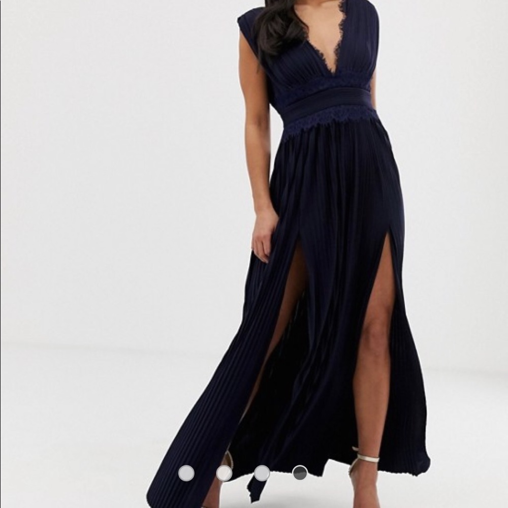ASOS  Petite Lace Insert Pleated Maxi Dress